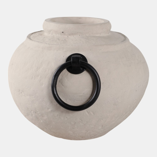 Sagebrook Home 12x10" Ecomix Vase With Metal Handles Ivory/ Blk Wishlist Create New