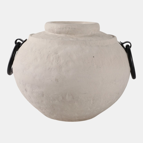 Sagebrook Home 12x10" Ecomix Vase With Metal Handles Ivory/ Blk Wishlist Create New