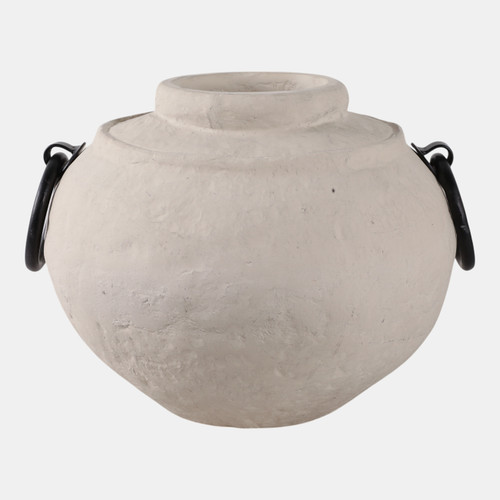 sagebrook home 12x10" Ecomix Vase With Metal Handles Ivory/ Blk Wishlist Create New