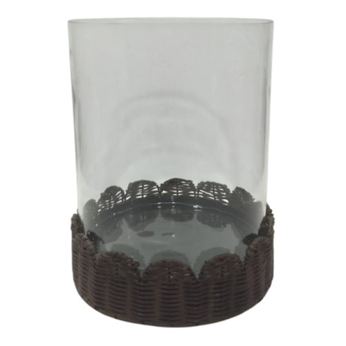 sagebrook home 12x10" Raffia Short Scallop Base Hurricane Brown Wishlist Create New