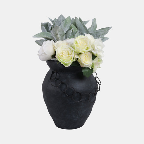 Sagebrook Home 12x10" Rustic Vase With Chain Black Wishlist Create New