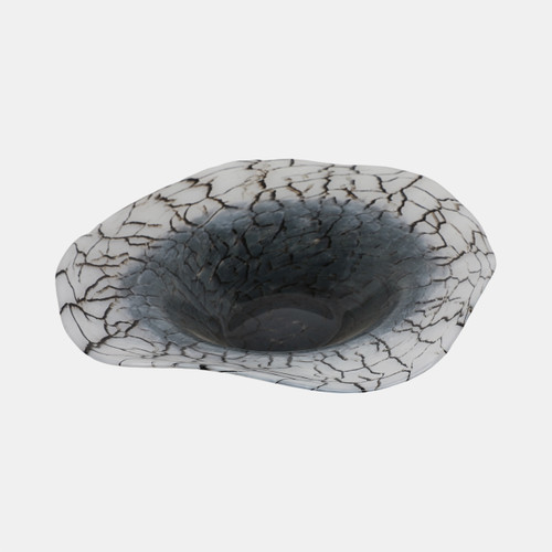 Sagebrook Home 12x12" Abstract Glass Bowl With Veining White/bla Wishlist Create New