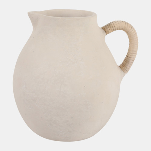 sagebrook home 12x12" Paper Mache Jug W/ Rattan Handle Ivory Wishlist Create New