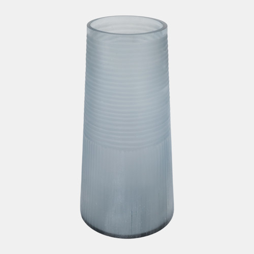Sagebrook Home 12x6" Etched Lines Tapered Glass Vase Blue Wishlist Create New