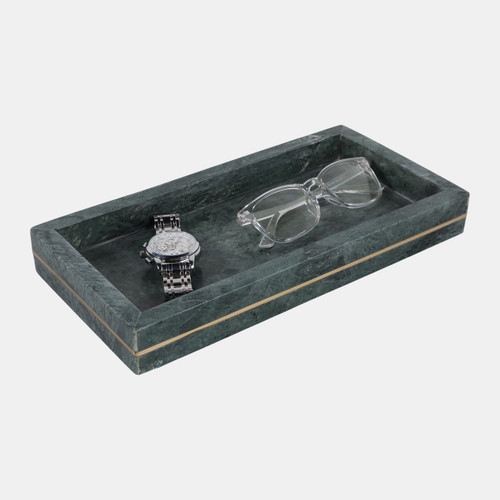 Sagebrook Home 12x6" Marble Tray With Brass Inlay Green Wishlist Create New