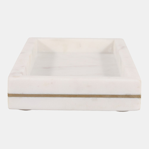 Sagebrook Home 12x6" Marble Tray With Brass Inlay White Wishlist Create New