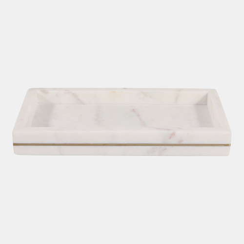 sagebrook home 12x6" Marble Tray With Brass Inlay White Wishlist Create New
