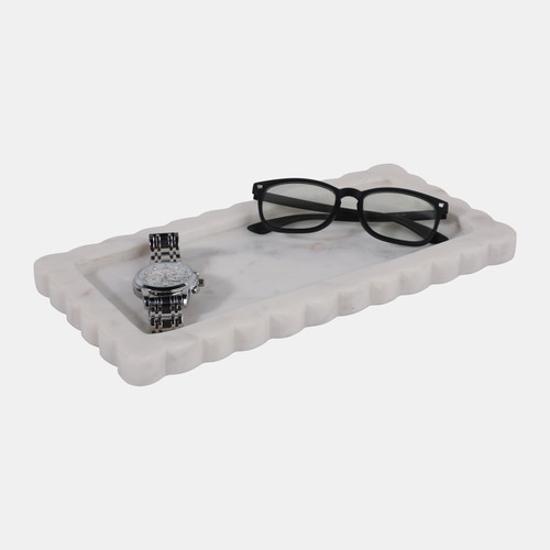 Sagebrook Home 12x6" Scallop Edge Marble Tray White Wishlist Create New