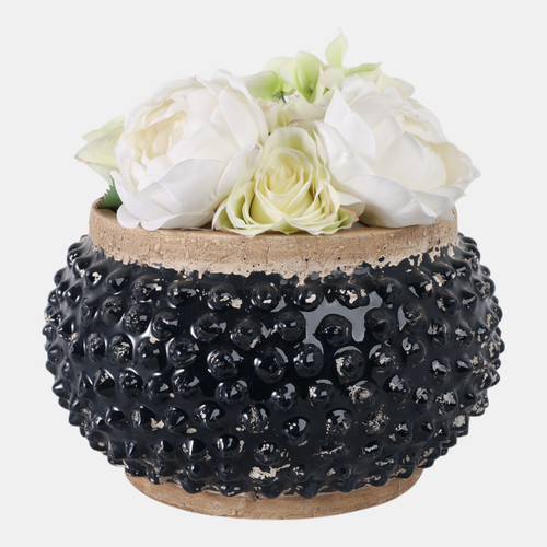Sagebrook Home 12x7" Round Bubble Planter Black/brown Wishlist Create New