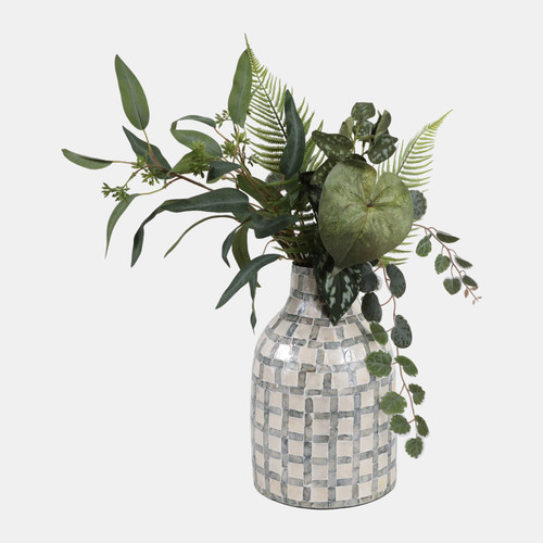 Sagebrook Home 12x8" Capiz Plaid Vase Ivory Multi Wishlist Create New