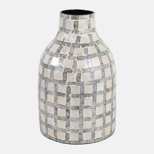 Sagebrook Home 12x8" Capiz Plaid Vase Ivory Multi Wishlist Create New