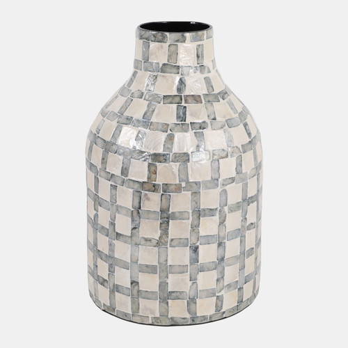 Sagebrook Home 12x8" Capiz Plaid Vase Ivory Multi Wishlist Create New