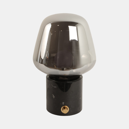 sagebrook home 12x8" Glass Shade On Marble Base With Switch Blac Wishlist Create New