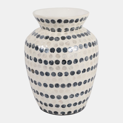 Sagebrook Home 12x9" Capiz Dots Vase Ivory/blue Wishlist Create New