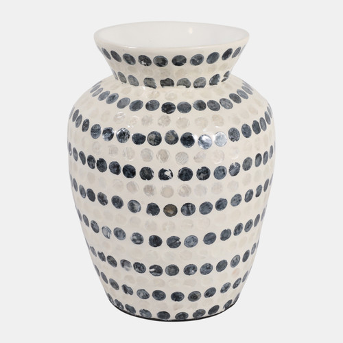 Sagebrook Home 12x9" Capiz Dots Vase Ivory/blue Wishlist Create New