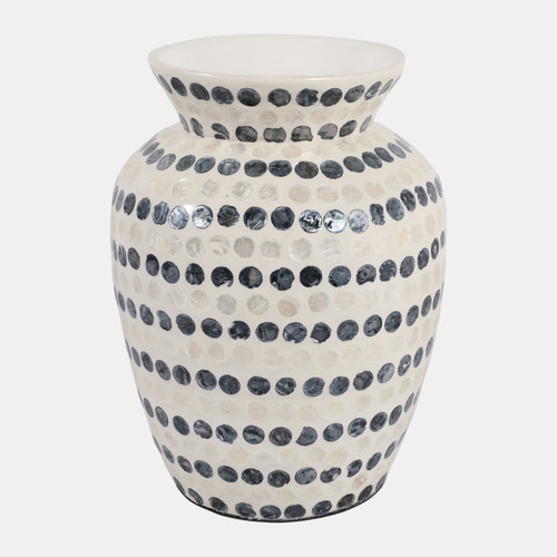 sagebrook home 12x9" Capiz Dots Vase Ivory/blue Wishlist Create New