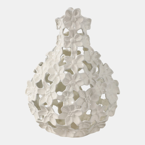 sagebrook home 12x9" Cut-out Flower Metal Vase Ivory Wishlist Create New