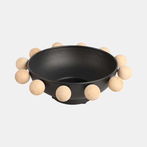 Sagebrook Home 13" Bowl With Large Wooden Knobs Black Wishlist Create New