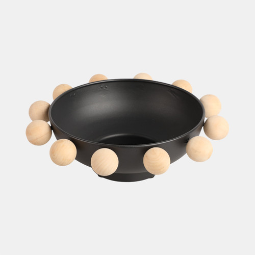 sagebrook home 13" Bowl With Large Wooden Knobs Black Wishlist Create New