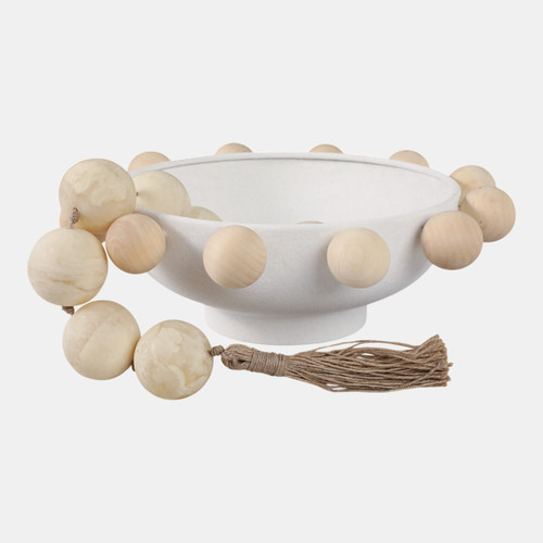 Sagebrook Home 13" Bowl With Large Wooden Knobs White Wishlist Create New