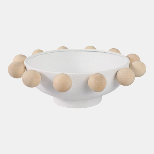 Sagebrook Home 13" Bowl With Large Wooden Knobs White Wishlist Create New