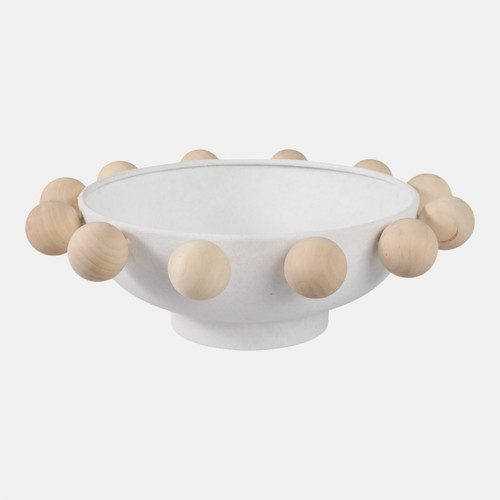 sagebrook home 13" Bowl With Large Wooden Knobs White Wishlist Create New