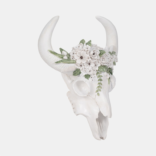 Sagebrook Home 13" Bull Skull With White Flowers White Wishlist Create New