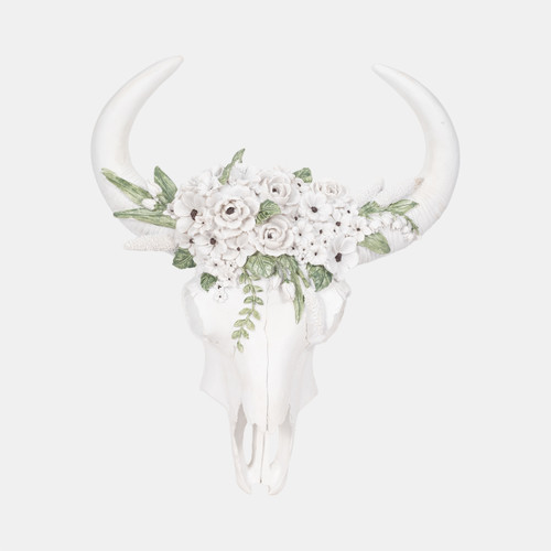 sagebrook home 13" Bull Skull With White Flowers White Wishlist Create New