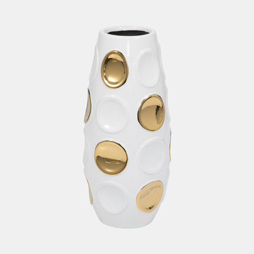 Sagebrook Home 13" Circle Embossed Vase White/gold Wishlist Create New