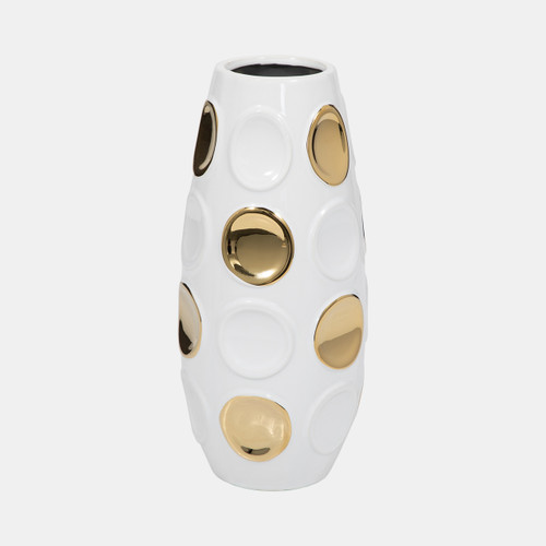 Sagebrook Home 13" Circle Embossed Vase White/gold Wishlist Create New