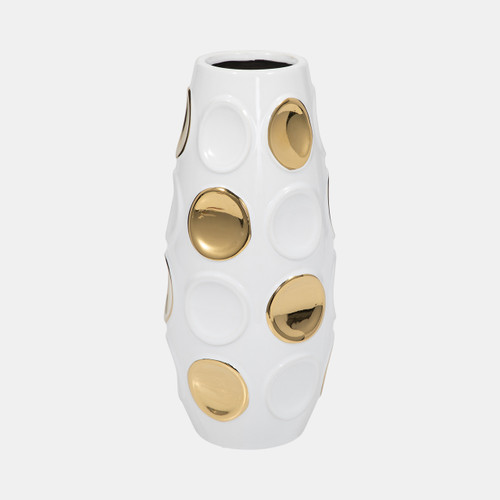 sagebrook home 13" Circle Embossed Vase White/gold Wishlist Create New