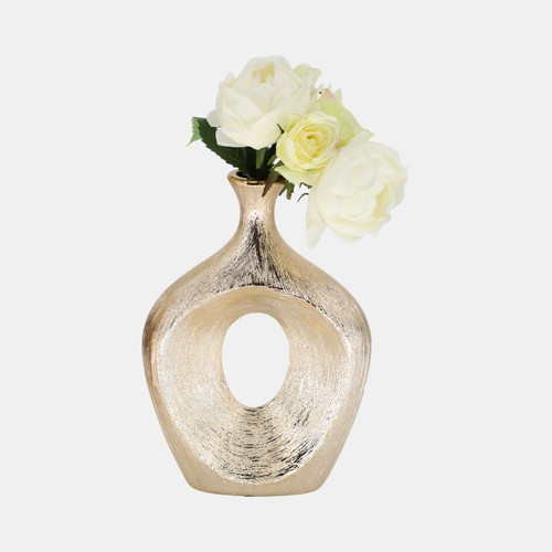 Sagebrook Home 13" Scratched Oval Vase Cut-out Champagne Wishlist Create New