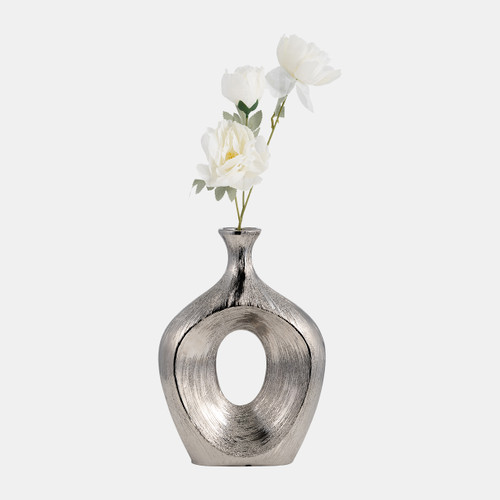 Sagebrook Home 13" Scratched Oval Vase Cut-out Silver Wishlist Create New