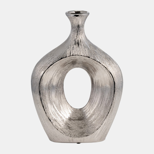 sagebrook home 13" Scratched Oval Vase Cut-out Silver Wishlist Create New