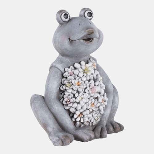Sagebrook Home 13x10" Sitting Frog With Solar Flowers Grey Multi Wishlist Create New
