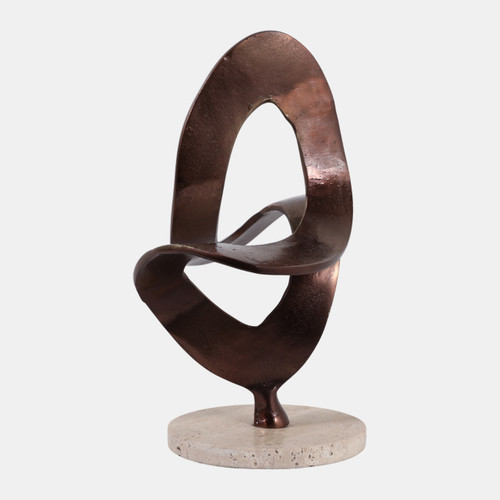 Sagebrook Home 13x11" Swirl Sculpture On Travertine Base Bronze Wishlist Create New