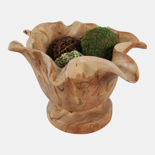 Sagebrook Home 13x12" Organic Mungur Wood Bowl On Pedestal Natur Wishlist Create New