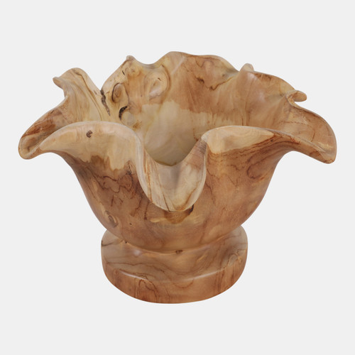 sagebrook home 13x12" Organic Mungur Wood Bowl On Pedestal Natur Wishlist Create New