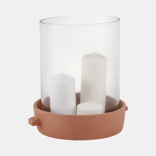 Sagebrook Home 13x12" Terracotta Hurricane Pillar Holder Natural Wishlist Create New