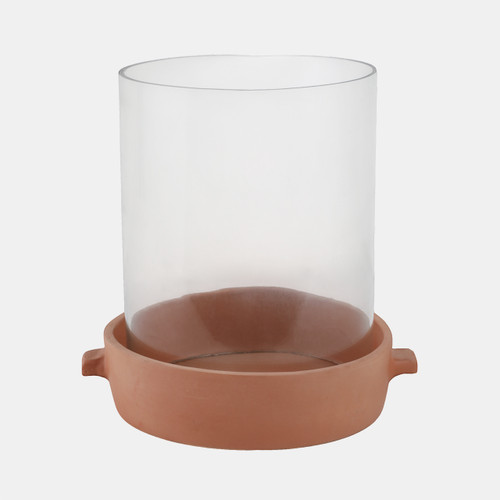 sagebrook home 13x12" Terracotta Hurricane Pillar Holder Natural Wishlist Create New