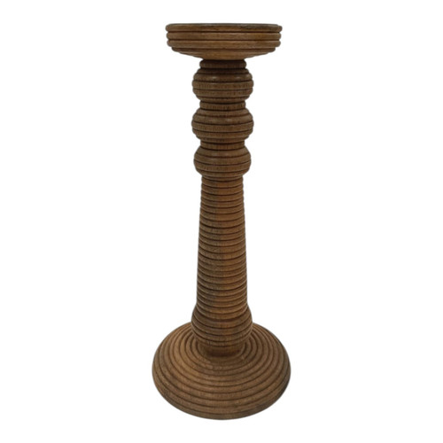 sagebrook home 13x6" Ribbed Mango Wood Pillar Holder Natural Wishlist Create New