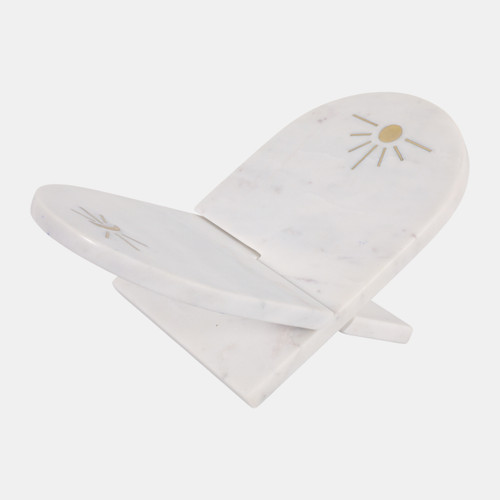 Sagebrook Home 13x7" Sun & Moon Brass Inlay Marble Book Stand Wh Wishlist Create New