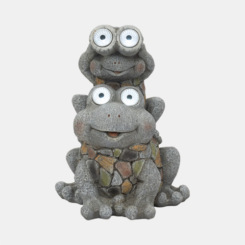 Sagebrook Home 14" Frogs Piggy Back Ride Solar Eyes Grey Wishlist Create New