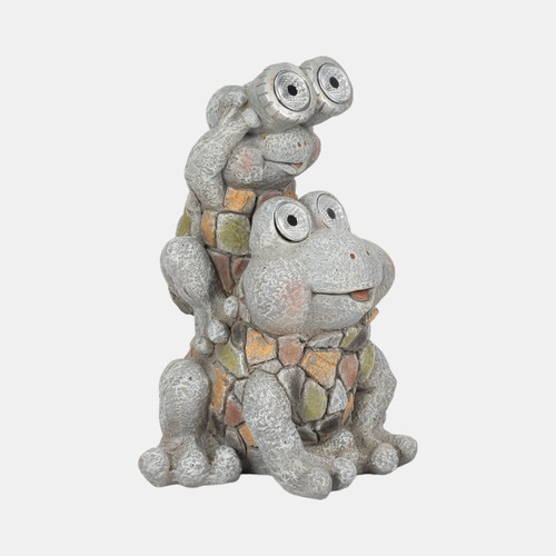 Sagebrook Home 14" Frogs Piggy Back Ride Solar Eyes Grey Wishlist Create New