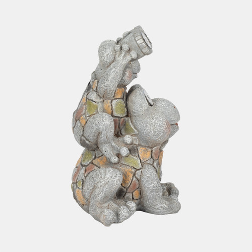 Sagebrook Home 14" Frogs Piggy Back Ride Solar Eyes Grey Wishlist Create New