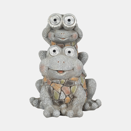 sagebrook home 14" Frogs Piggy Back Ride Solar Eyes Grey Wishlist Create New