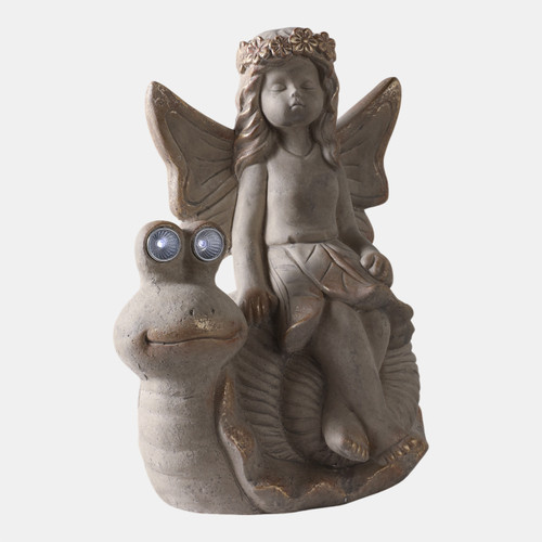 Sagebrook Home 14"garden Fairy On Solar Snail Ivory Wishlist Create New