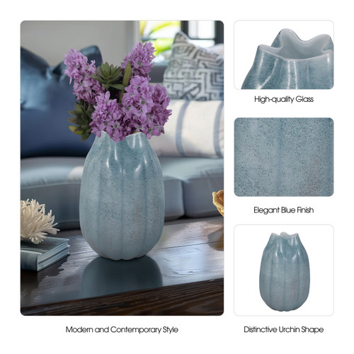Sagebrook Home 14" Glass Sea Urchin Vase Blue Wishlist Create New