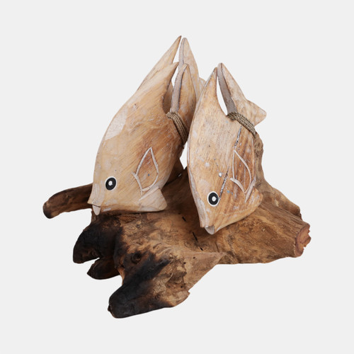 Sagebrook Home 14" Wood Swimming Fish On Branch Wht/nat Wishlist Create New