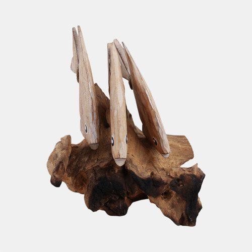 Sagebrook Home 14" Wood Swimming Fish On Branch Wht/nat Wishlist Create New